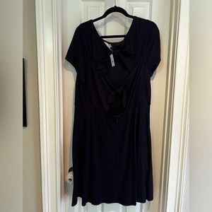 NWT loft 18 Navy Jersey knee length dress. Great tie back detail.